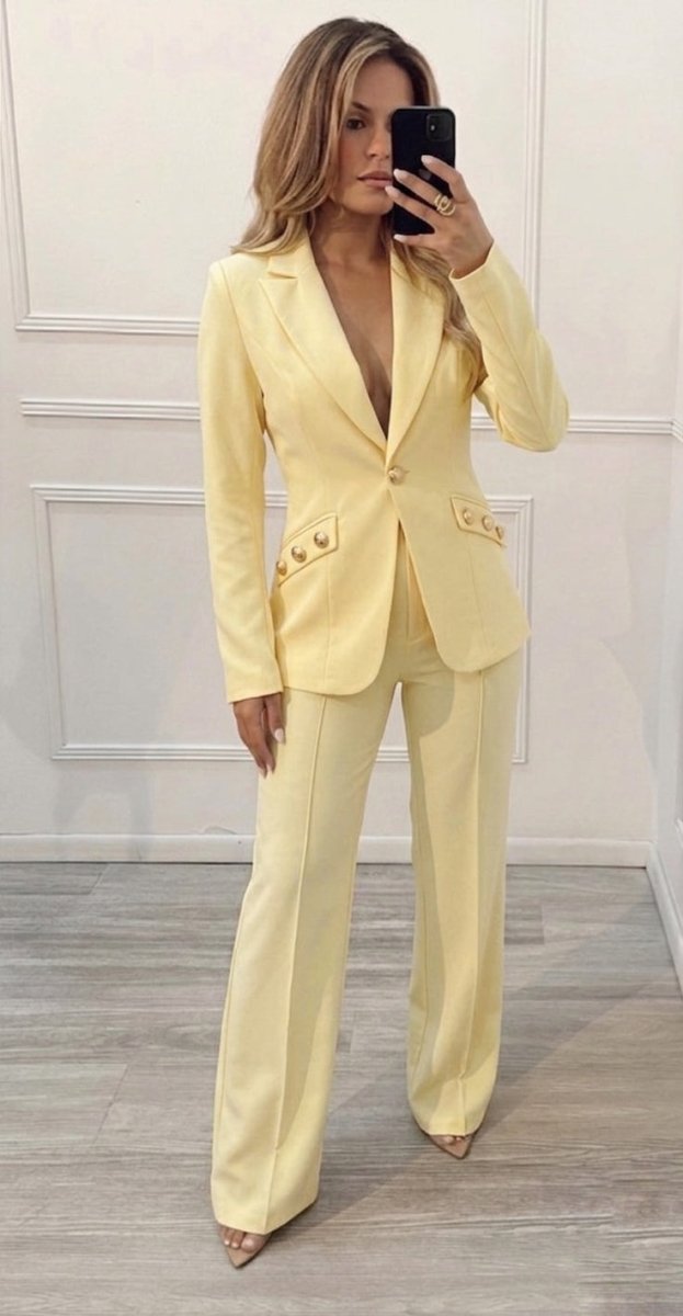 Set Amarillo blazer y pantalón - SE0001-AMS