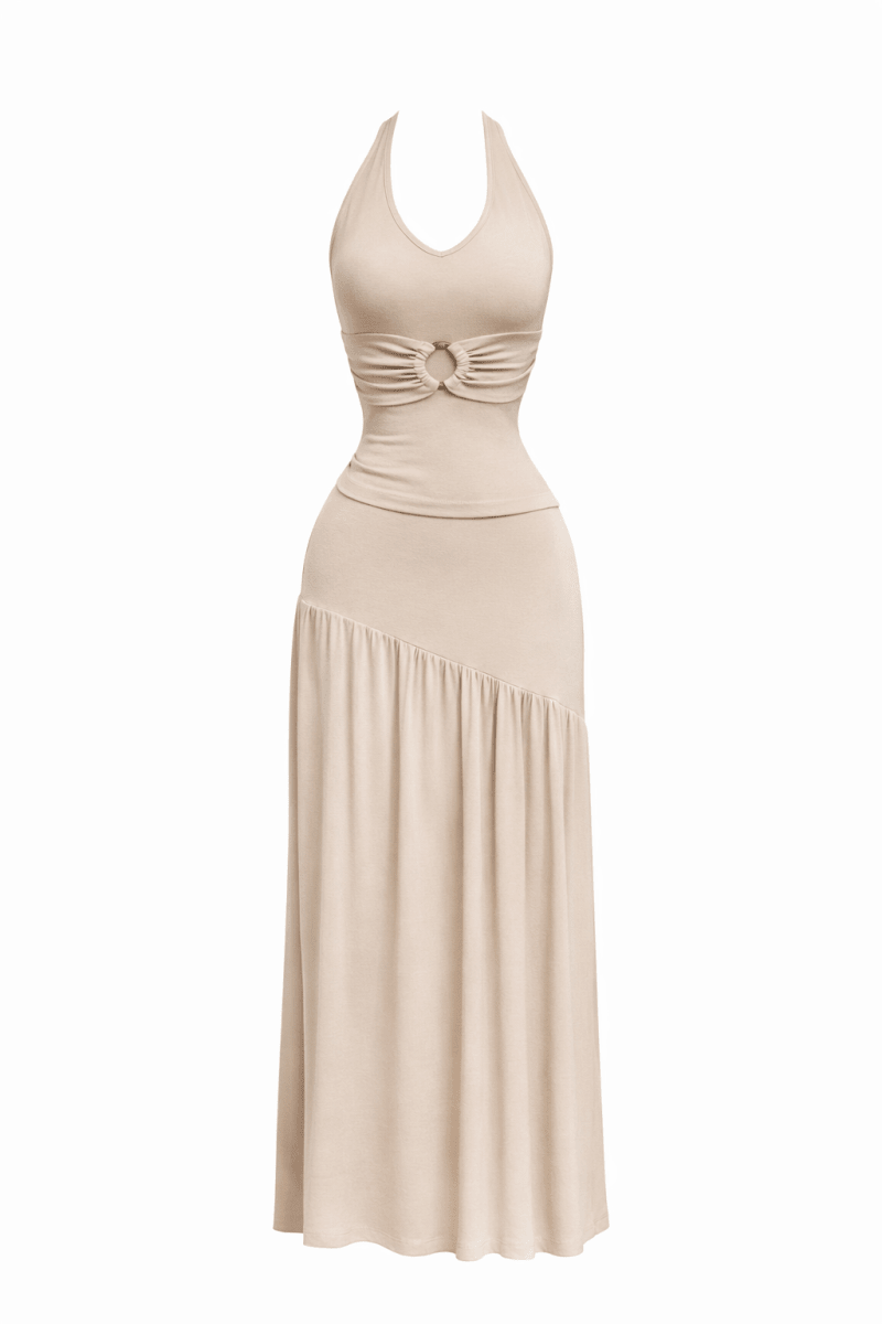 Set Beige Falda Blusa sin manga - SE3093-BES