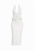 Set Blanco blusa abierta falda - SE5860-BLS