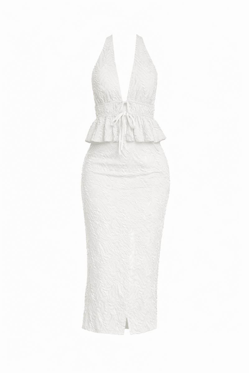 Set Blanco blusa abierta falda - SE5860-BLS