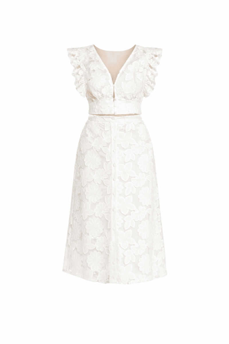 Set Blanco blusa falda larga - SE5457-BLS