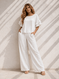 Set Blanco blusa pantalon - SE0534-BLS