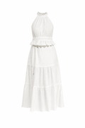 Set Blanco Falda Plizada con cadena - SE6306-BLS