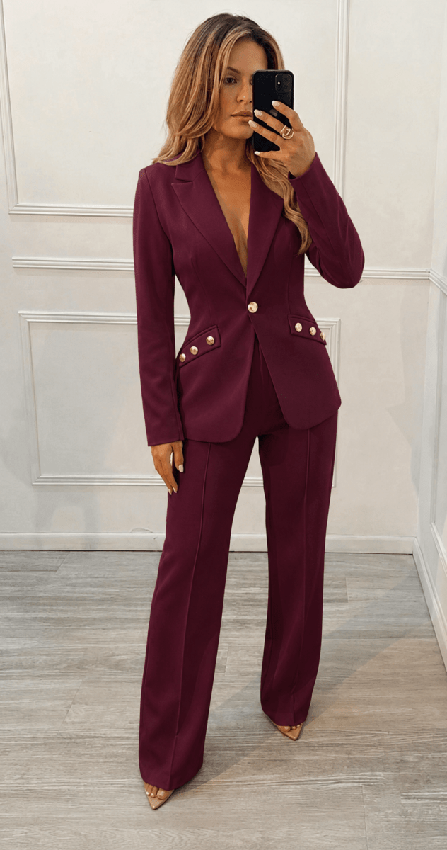 Set burdeos (Blazer y pantalón) tela stretch - SE0001-VIS