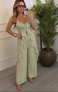 Set de blusa y pantalón verde - SE1757-VES