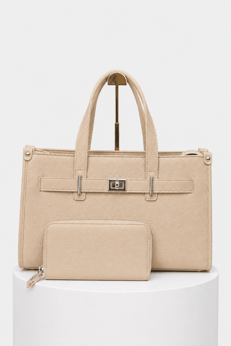 Set de bolso y billetera beige estructurado - BO0101-RS