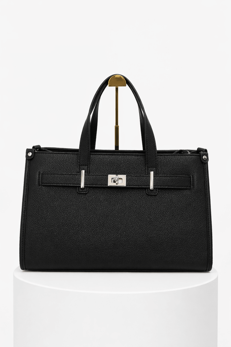 Set de bolso y billetera negro estructurado - BO0101-NE