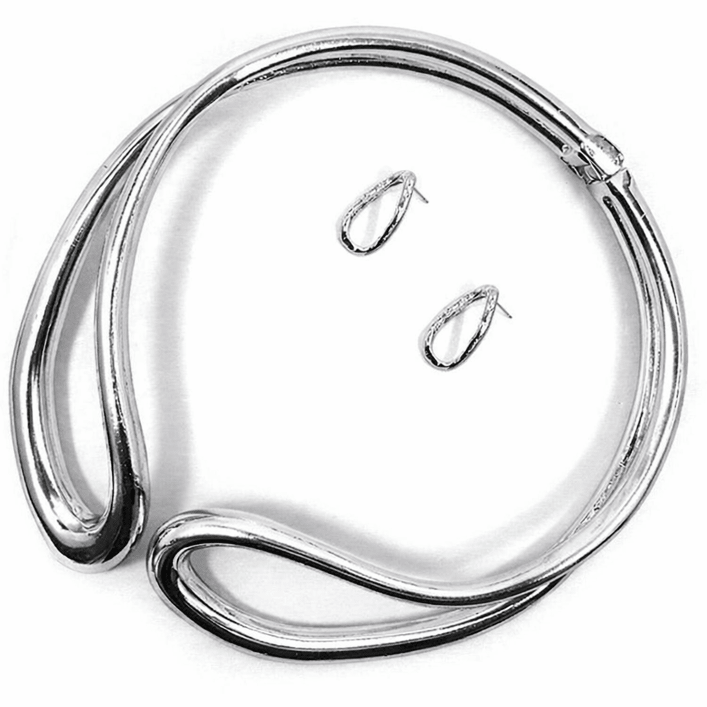 Set de Collar y aretes plateado - CO84488-PL
