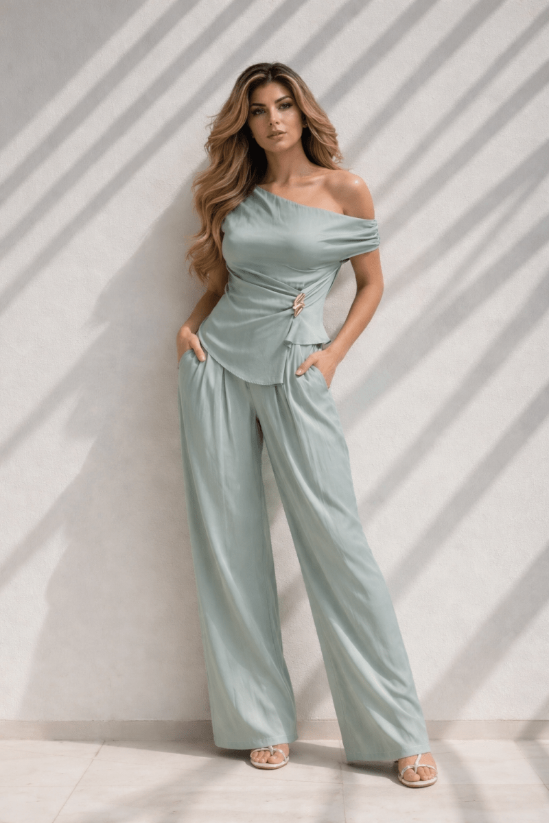 Set Menta blusa pantalón - SE8067-MES