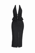 Set Negro blusa abierta falda - SE5860-NES