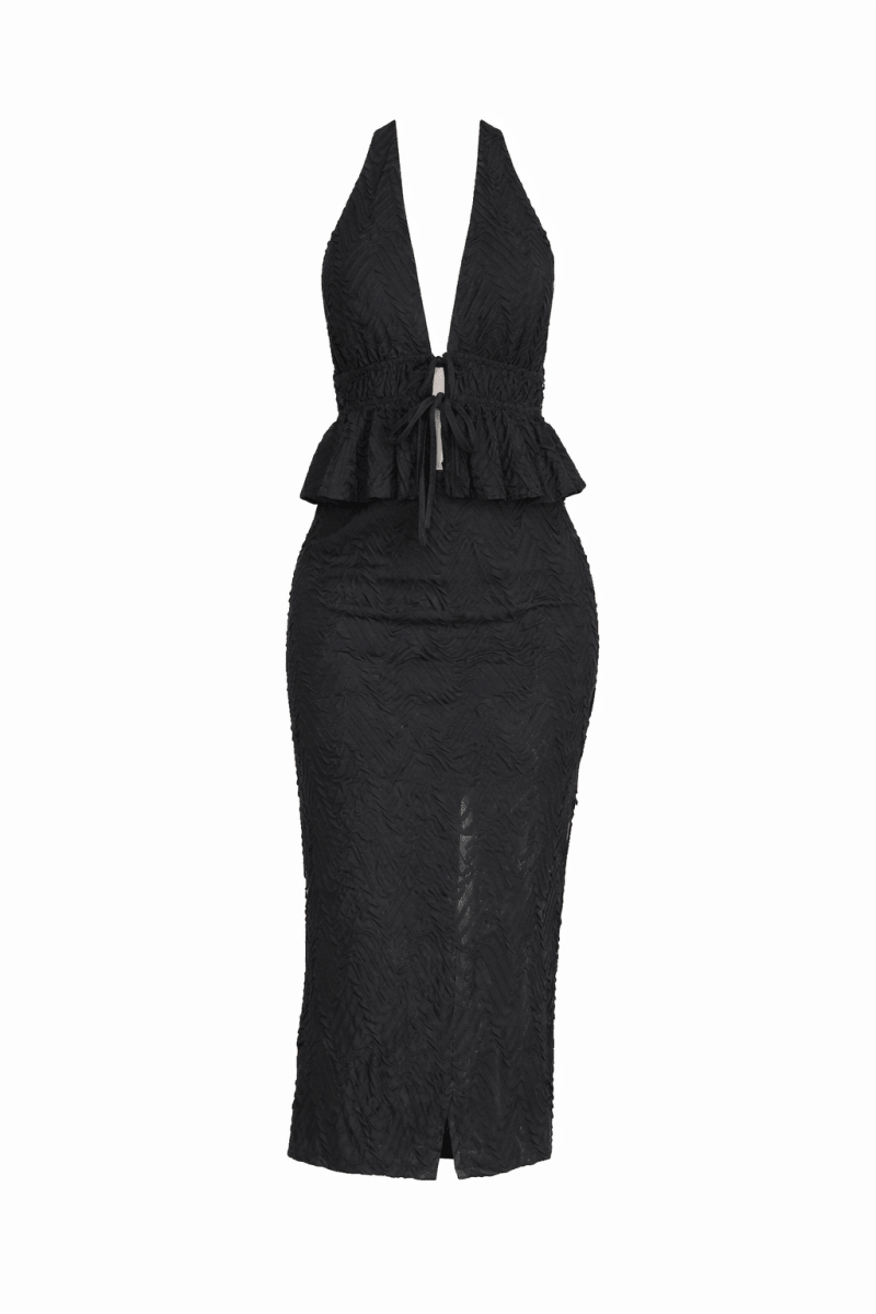 Set Negro blusa abierta falda - SE5860-NES