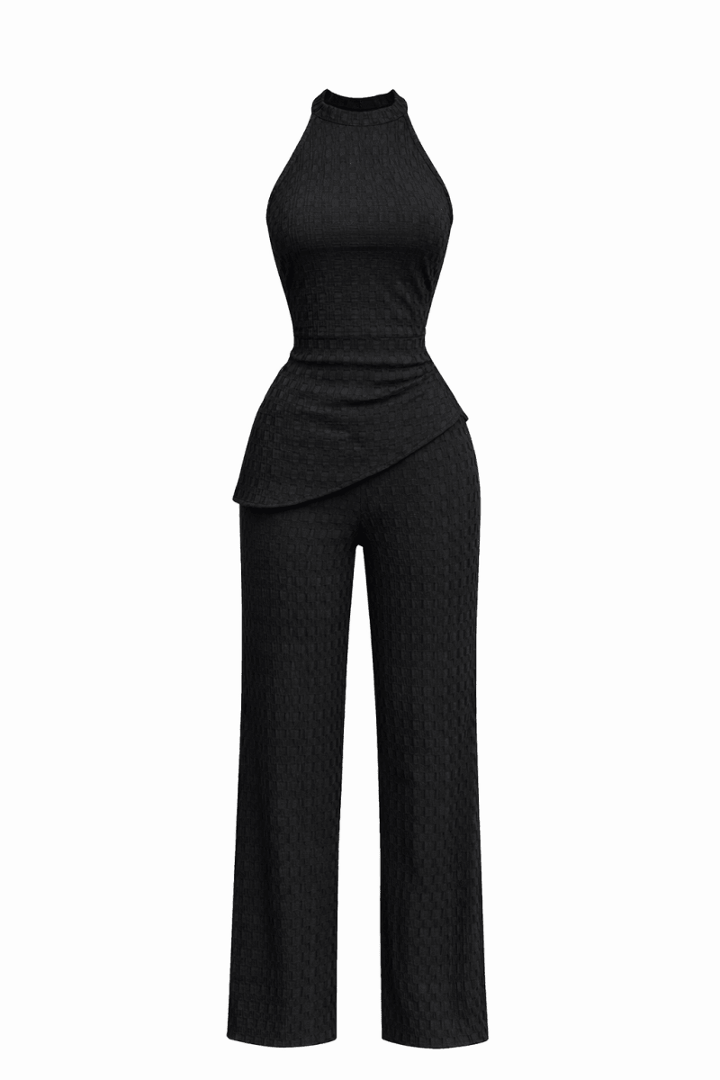 Set Negro Pantalón Blusa cuello redondo - SE3095-NES