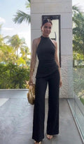 Set Negro Pantalón Blusa cuello redondo - SE3095-NES