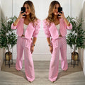 Set rosa Blazer y pantalón - SE9275-M