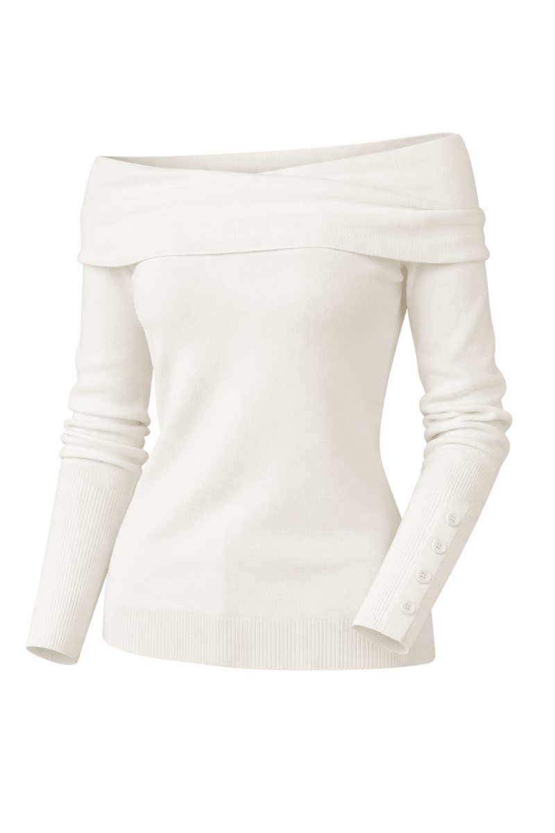 Sweater Blanco marfil manga larga hombros caídos - BL5411-BLS