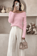 Sweater Rosa manga larga hombros caídos - BL5411-RSS