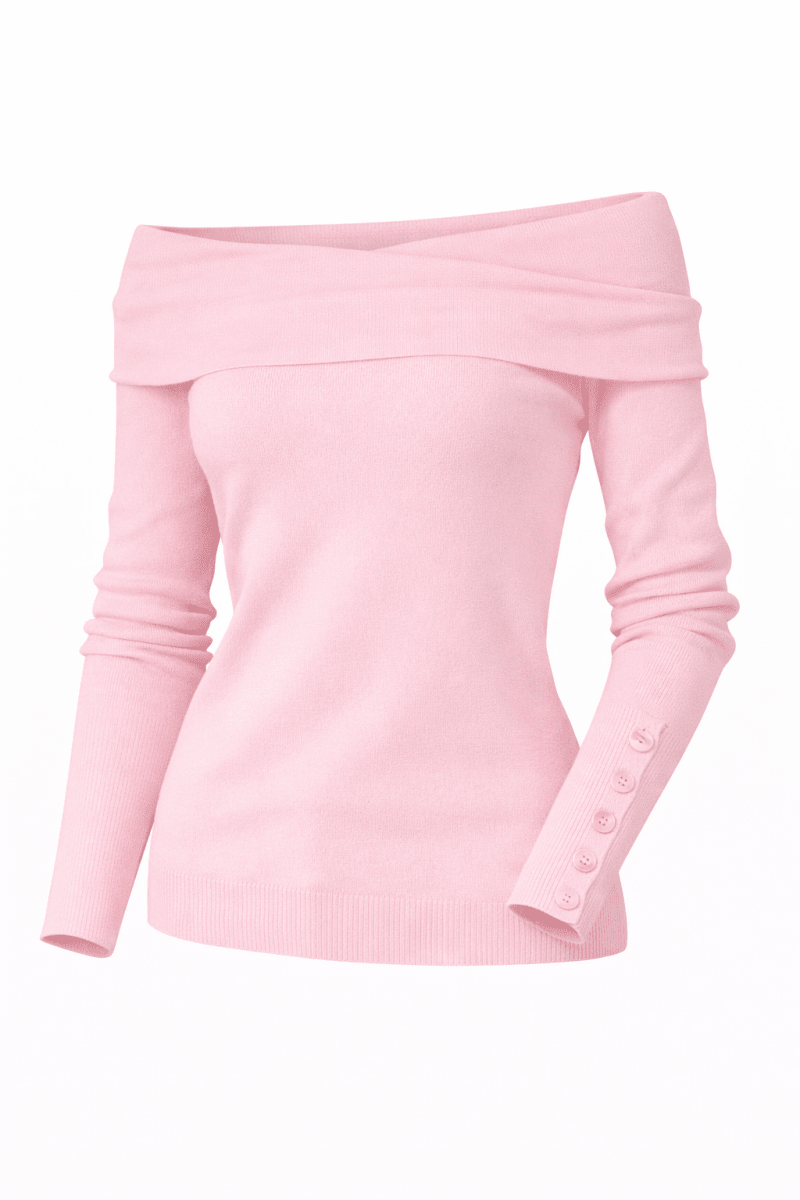 Sweater Rosa manga larga hombros caídos - BL5411-RSS