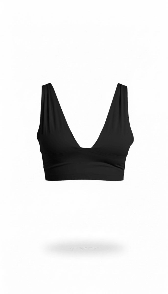 Top negro cuello V corte laser - BL0917-NS