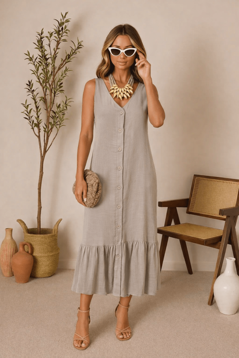 Vestido 100% algodón gris - VEPAMU-GRS