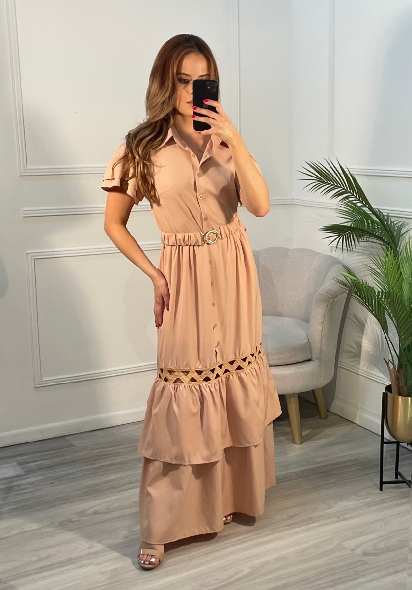 Vestido beige corte A - VE1243-BES