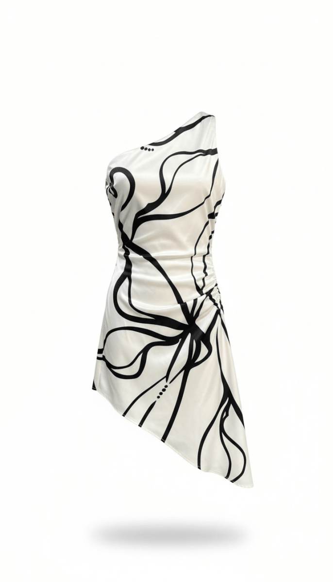 Vestido Blanco corto estampado - VE4680-BLS