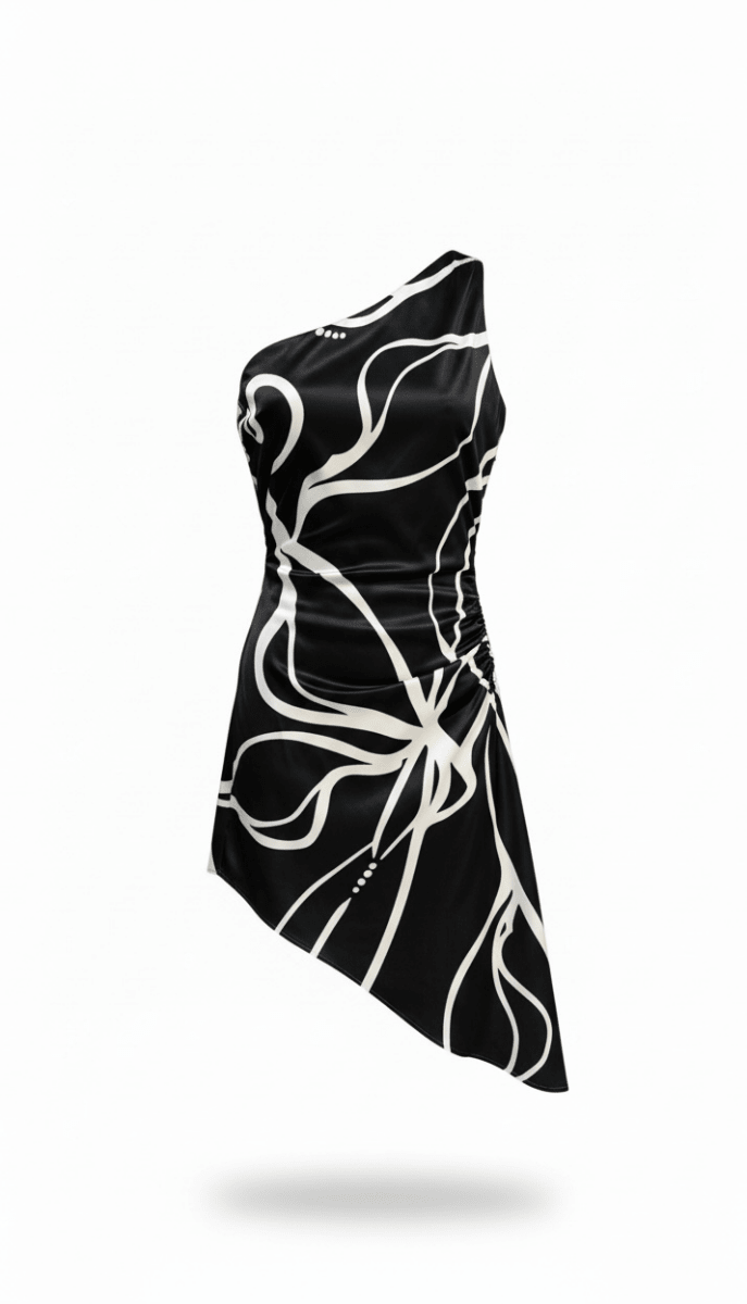 Vestido Negro corto estampado - VE4680-NES