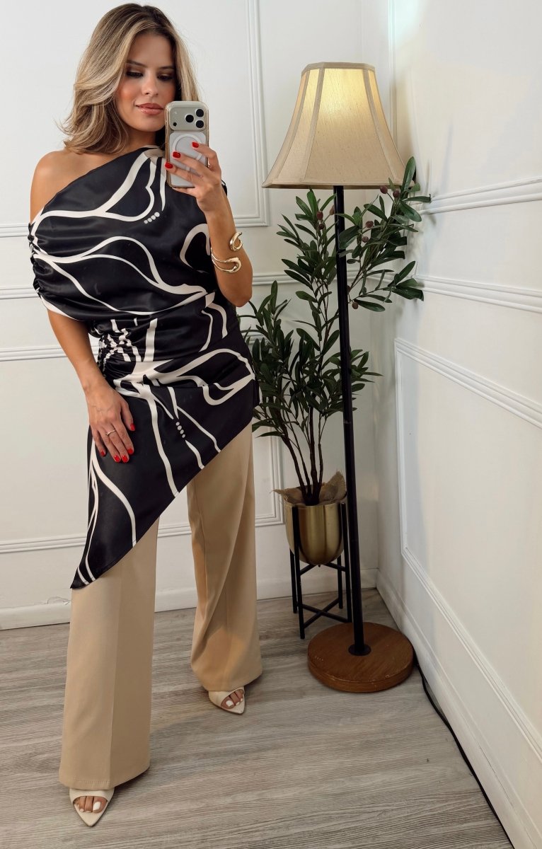 Vestido Negro corto estampado - VE4680-NES