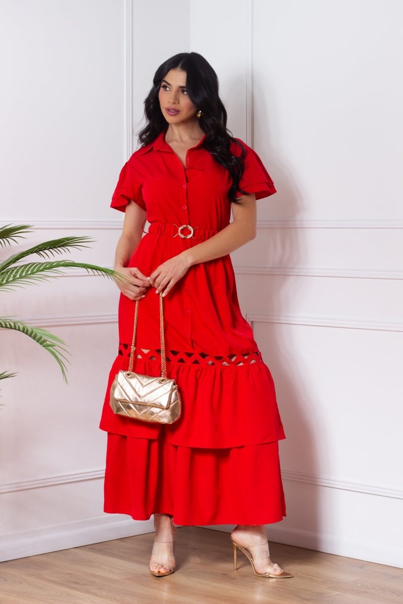 Vestido rojo corte A - VE1243-ROS