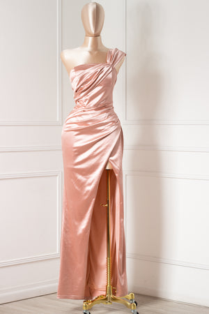 Vestido de gala satín rosado