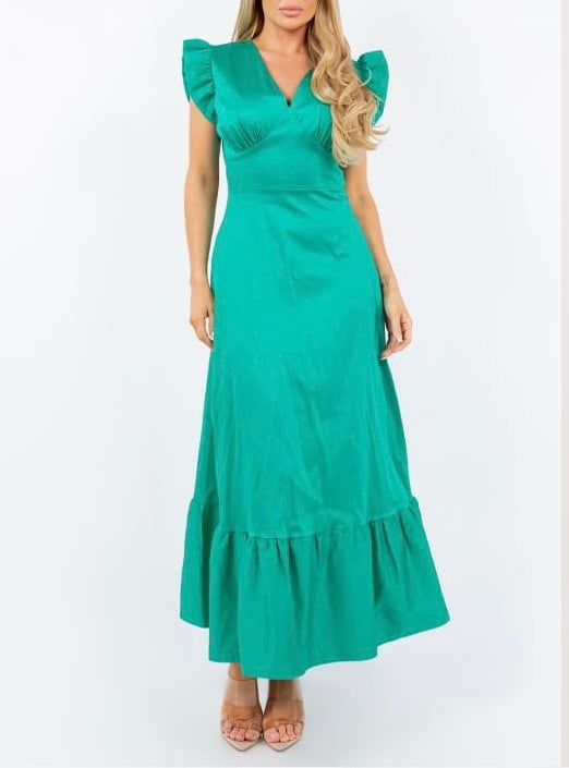 Vestido verde manga corta